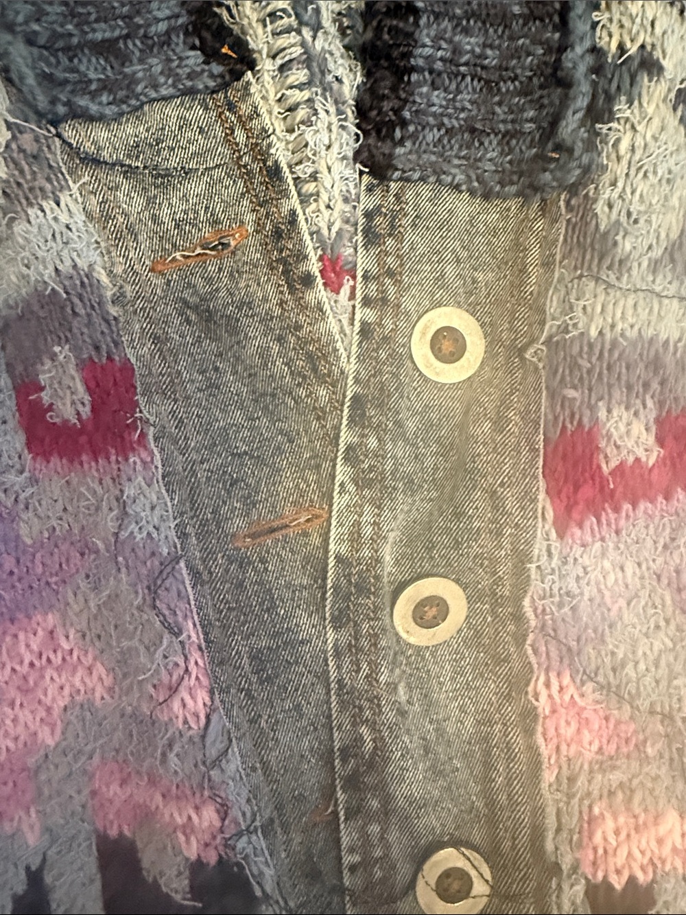 Free People Multicolor Geometric Shawl Collar Cardigan - Blue, Pink, Gray - Picture 3 of 6